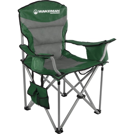 Wakeman Oversized Camping Chair - Heavy Duty Folding Chair with Cooler & Carry Bag by Wakeman Green 75-CMP1126